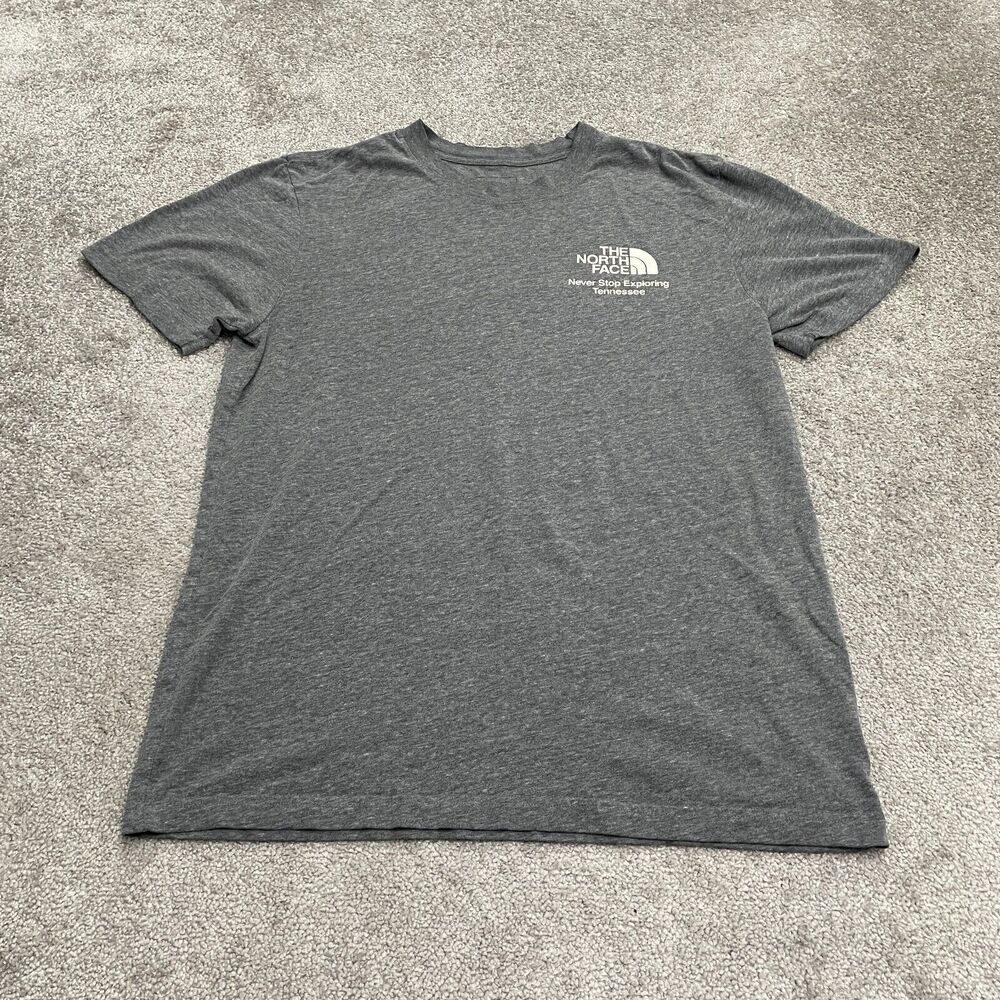 The North Face Crew Neck T-Shirt Men Medium Gray Graphic Short Sleeve Casual Tee